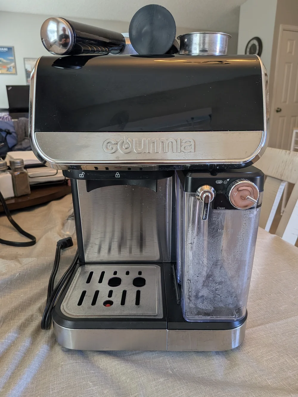 Black Stainless Steel Espresso Machine with Milk Frother